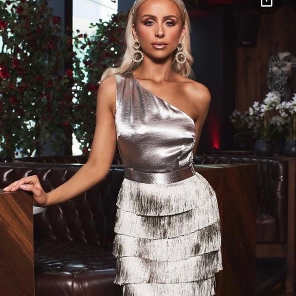 Stunning Lavish Alice X Rosie Connolly Fringe Metallic and black Dress - Picture 5 of 8